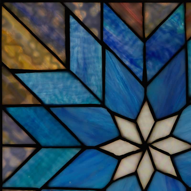 River of Goods Multicolored Geometric Floral River of Goods Stained Glass Window Panel - 12" x 0.25" x 12"