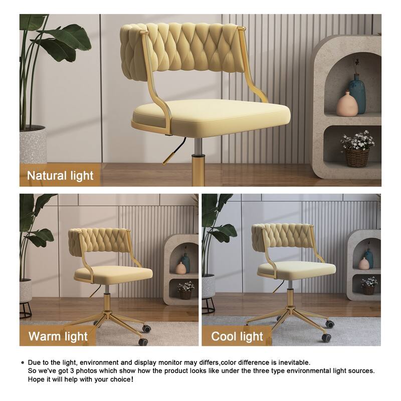 Velvet Home Desk Chair Office Swivel Chair with Wheels and Gold Base