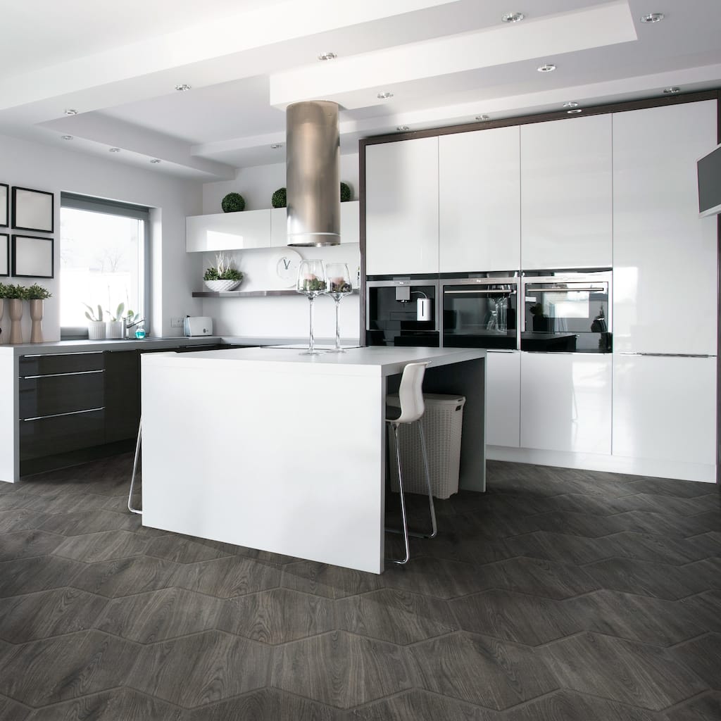 Merola Tile Natura Hex Nero 14-1/8" x 16-1/4" Porcelain Floor and Wall Tile
