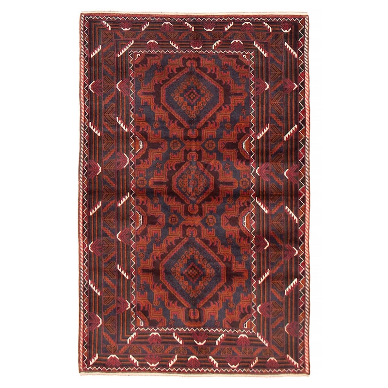 Teimani Red Rug 3'11" x 6'6" - 3'11 x 6'6 - Red - 3'11 x 6'6