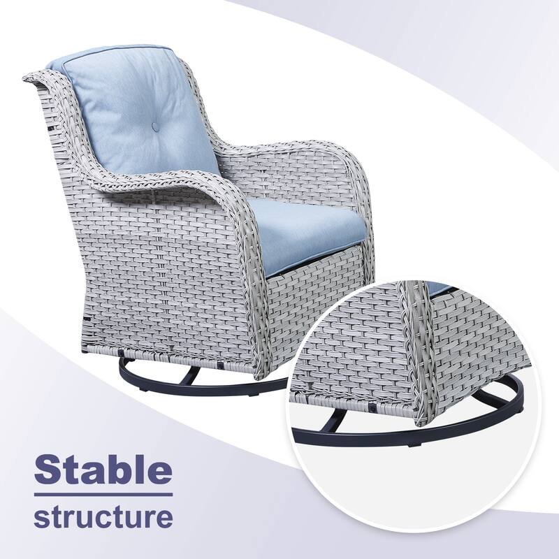 ArcoBay Wicker PE Rattan Outdoor Patio Swivel Glider Chairs with 4'' Olefin Cushions (2-Pack)