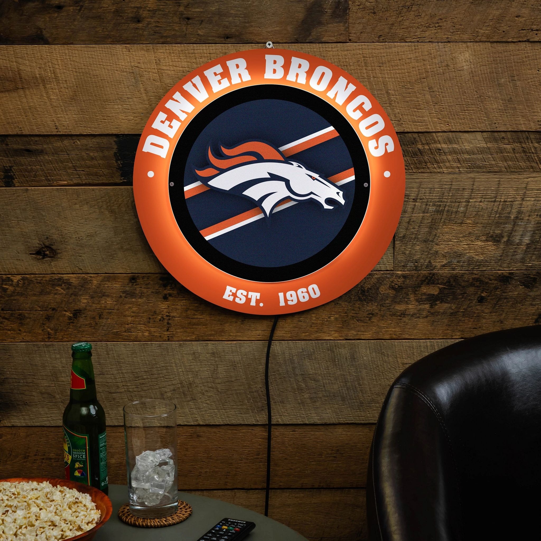 Denver Broncos LED Metal Lit Wall Sign Decor