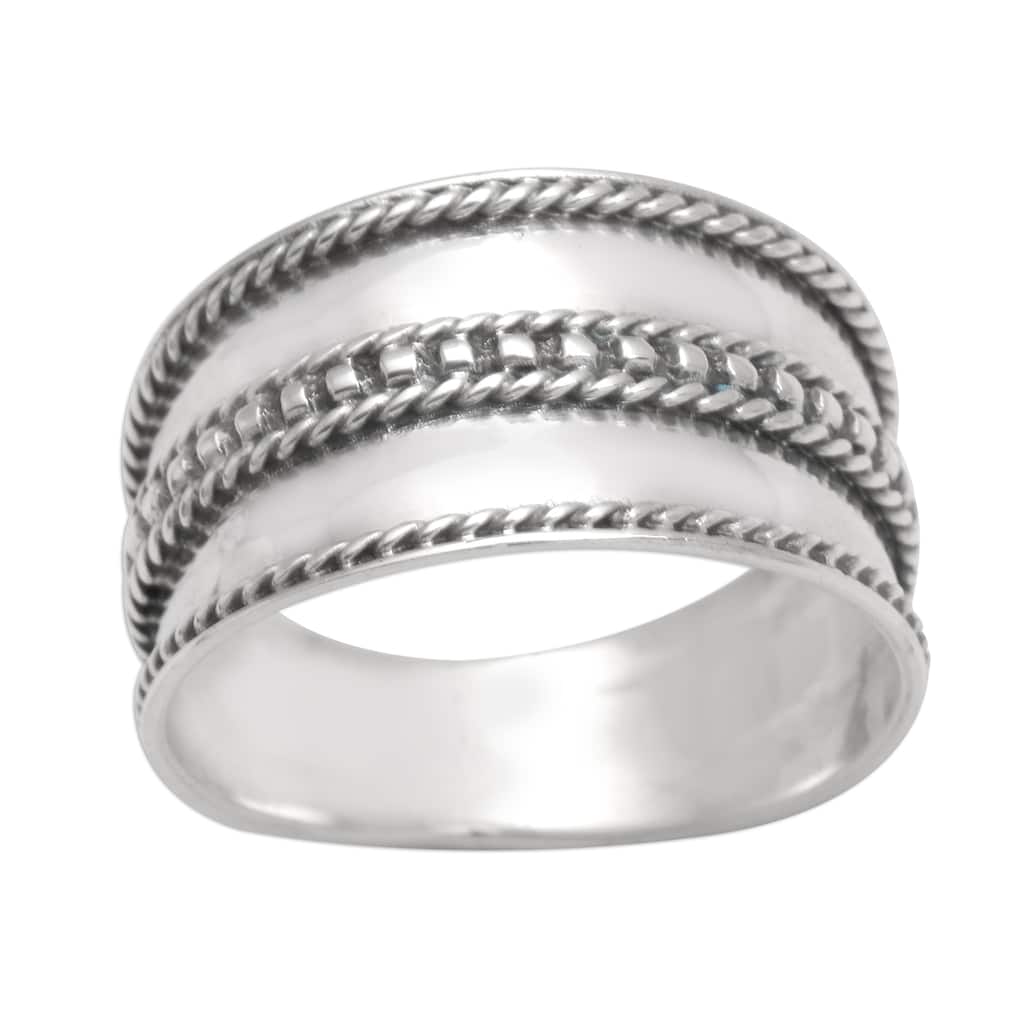 Novica Handmade Natural Polish Sterling Silver Band Ring
