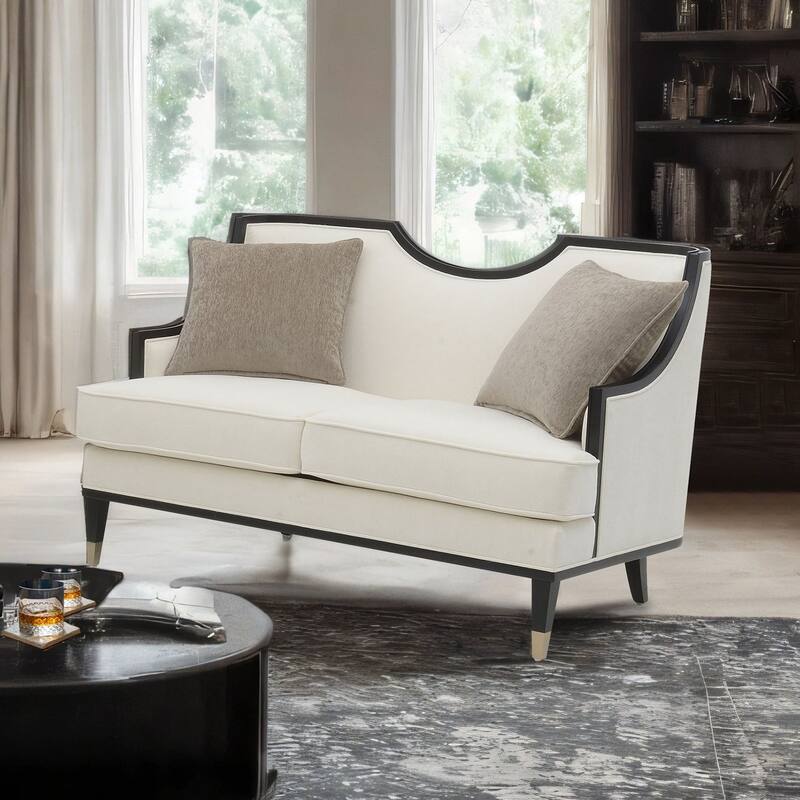 Traditional White Finish Tight Back Loveseat 1pc