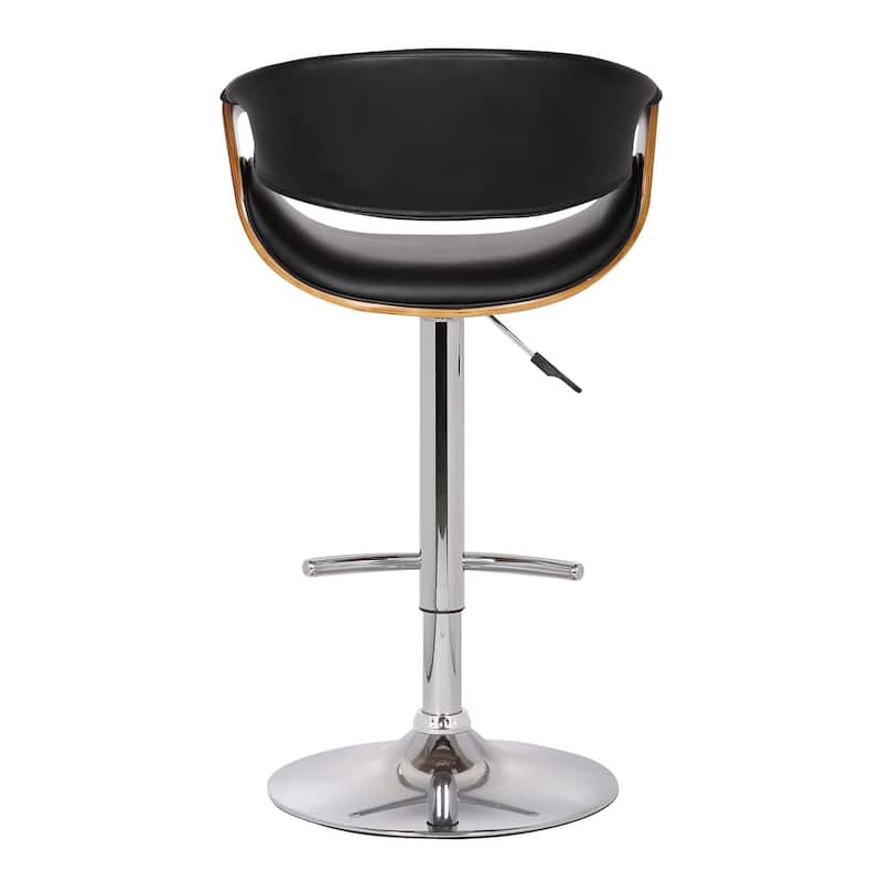 24" Faux Leather Upholstery Kitchen Bar Stool with Adjustable Height and Swivel Seat Chrome Finish - 43”H x 21”W x 21”D