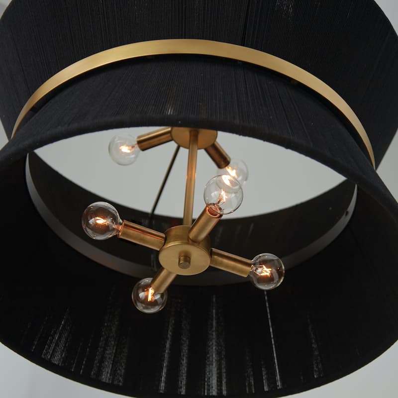 Cecilia 24.25" 8-light Patinaed Brass/ Tapered String Pendant