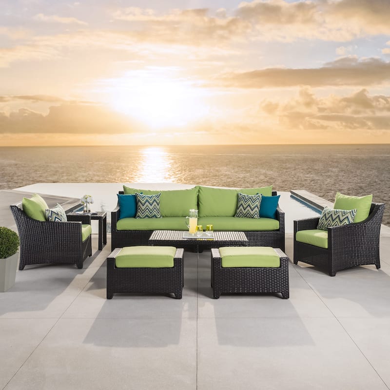 Deco 8 Piece Aluminum Outdoor Patio Sofa & Club Chair Set