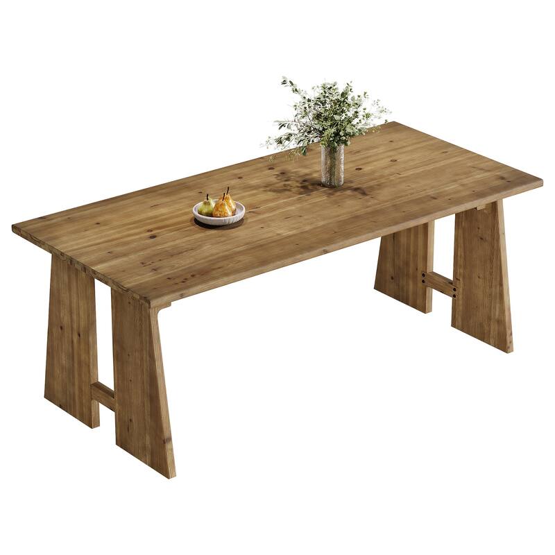 70.9" Solid Wood Kitchen Dining Table with Unique Base