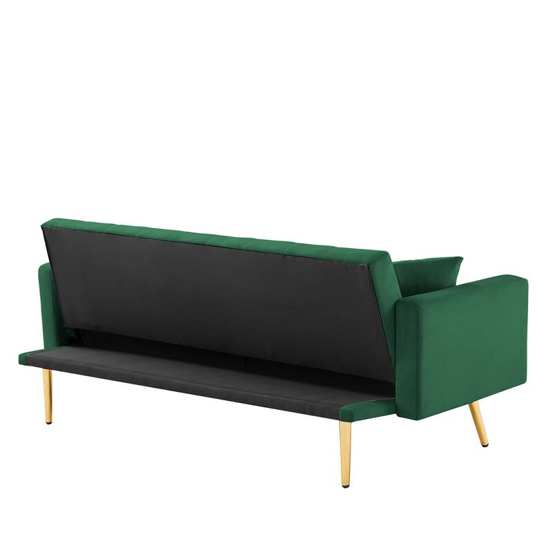 Futon Folding Couch with Velvet Metal Leg