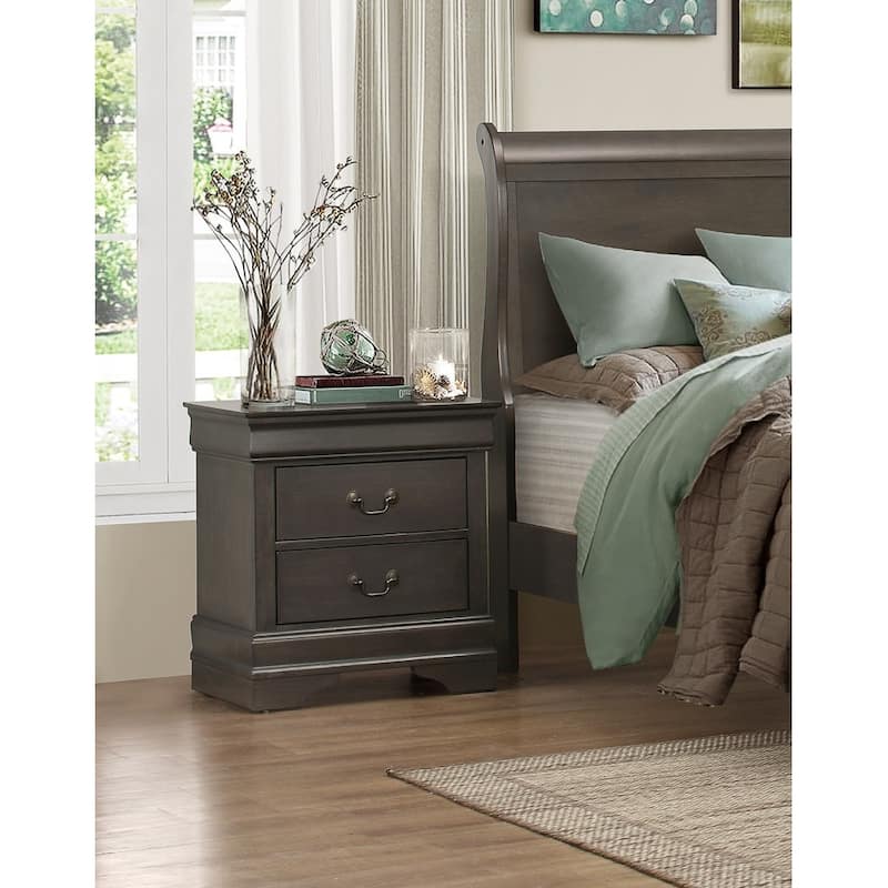 Classic Louis Philippe Style Stained 1pc Nightstand of 2x Drawers Traditional Design Bedroom Furniture