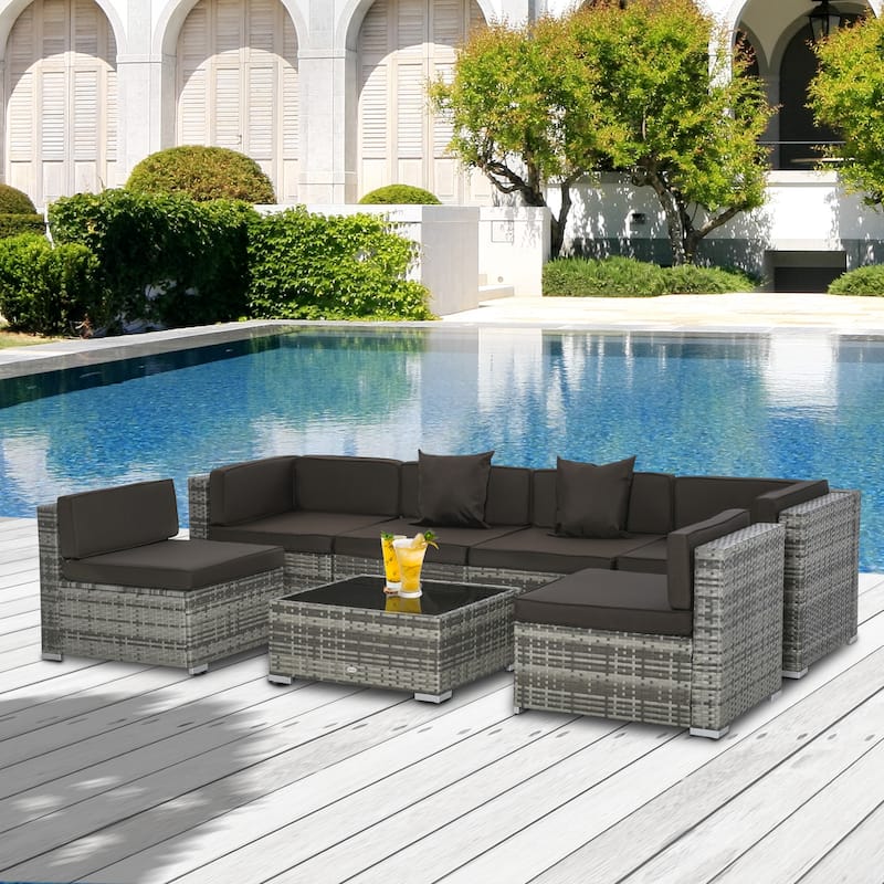 Outsunny 7-Piece Outdoor Wicker Patio Furniture Set