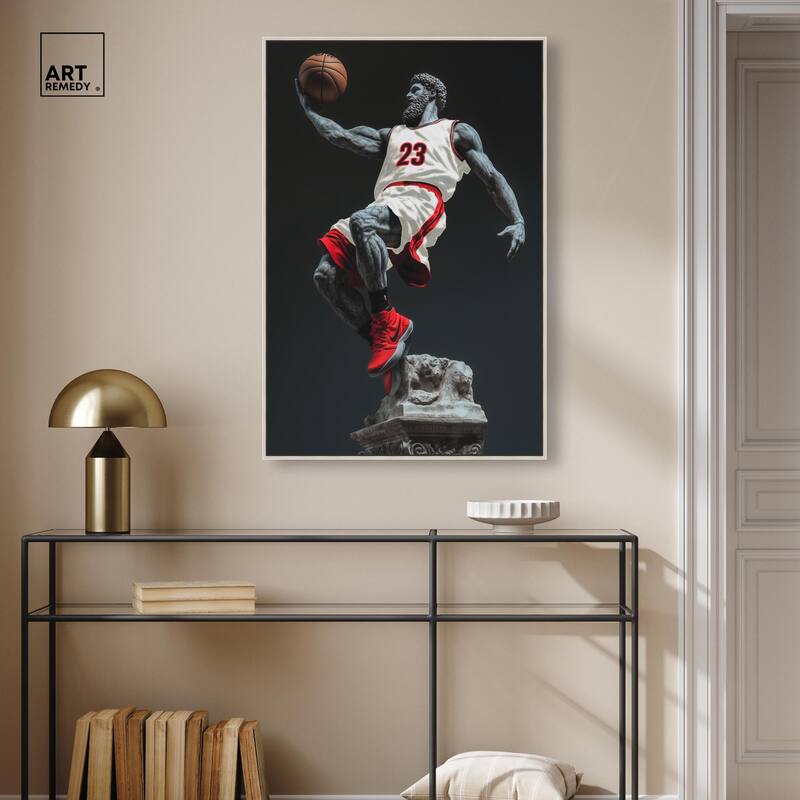 Basketball White Uniform Canvas by Art Remedy