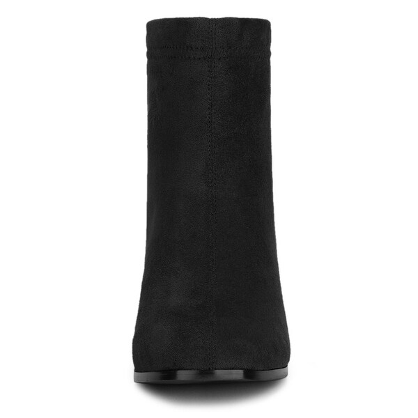 ladies black heeled boots