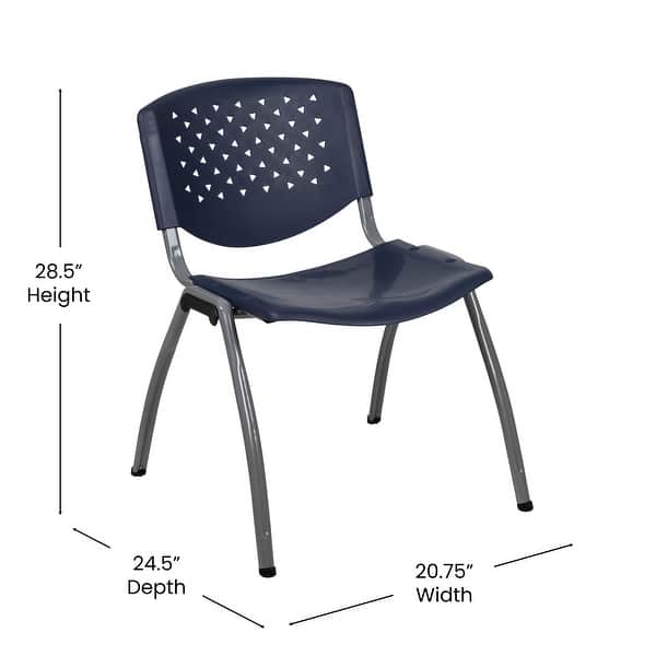 dimension image slide 3 of 6, Powder-coated Metal/ Plastic Stackable Chair (Set of 5)