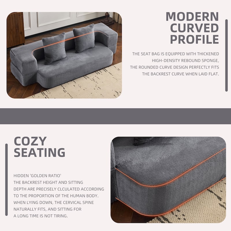 Chenille Transformable Sofa - Supportive Foam Fold-Out Bed