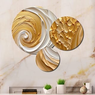 Designart "Gold Eternal Swirl I" Abstract Spirals Metal Wall Art Set