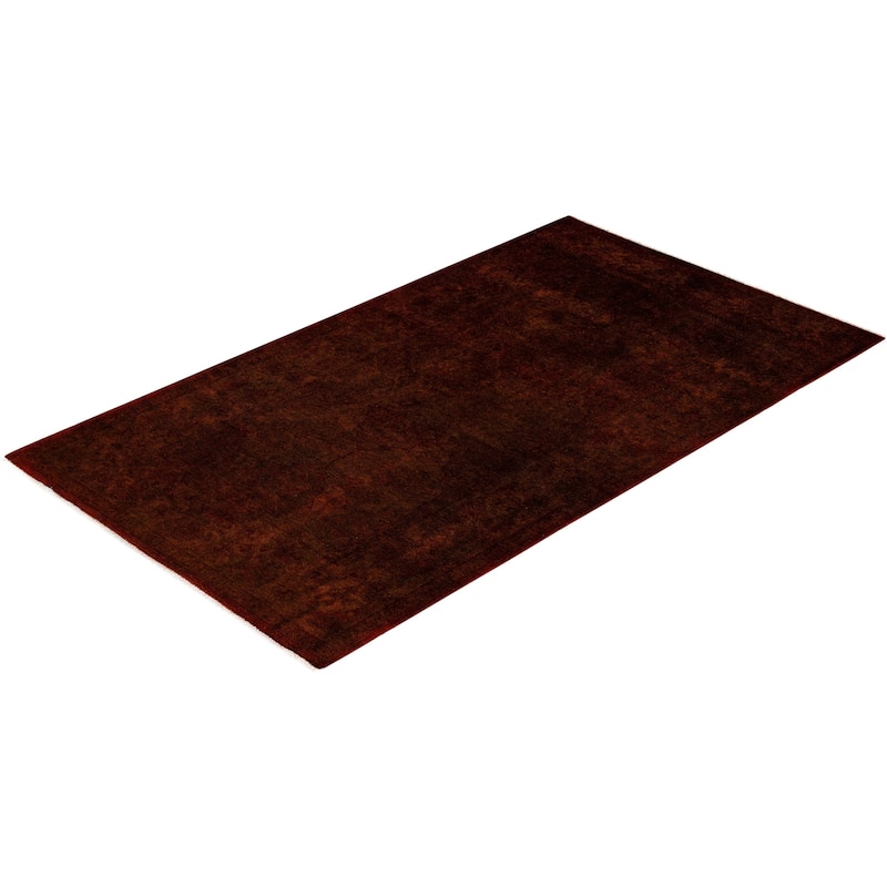 Overton Hand Knotted Wool Vintage Inspired Modern Contemporary Overdyed Brown Area Rug - 3' 2" x 5' 8"