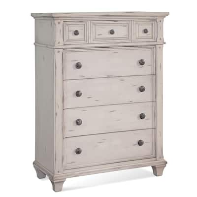 Harbor Point Cobblestone White Vintage 5-drawer Chest
