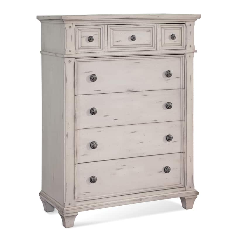 Harbor Point Cobblestone White Vintage 5-drawer Chest - Antique White