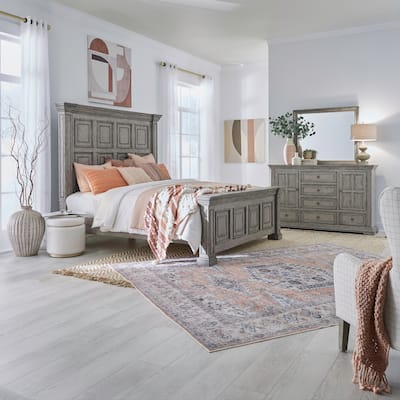 Big Valley Graystone Panel Bed, Dresser & Mirror Set