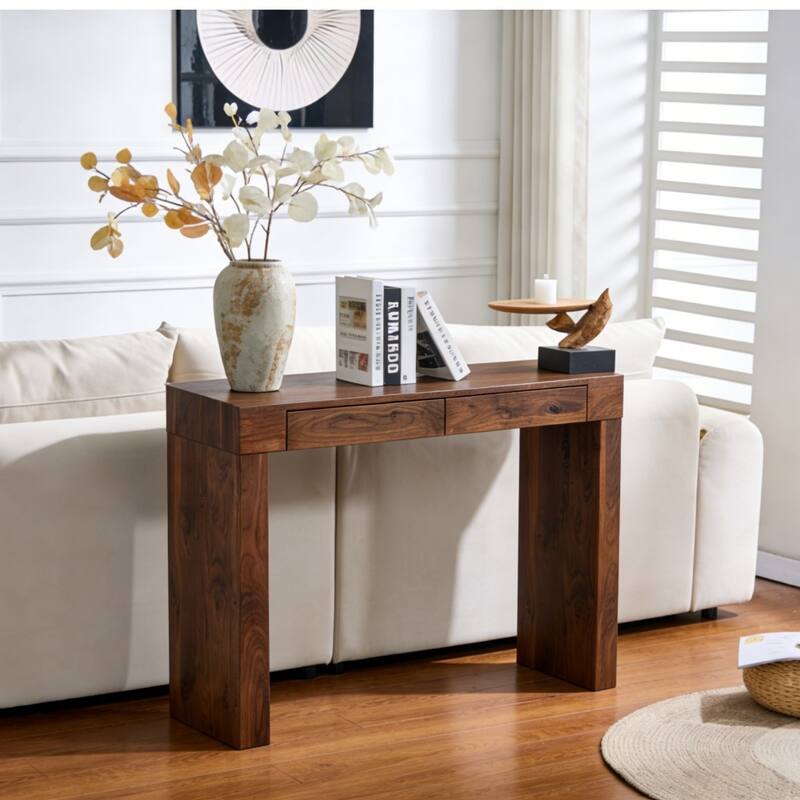 Walnut Console Table Dining Table with Drawers, Hallway Table Entryway Table Accent Table Sofa Side Table