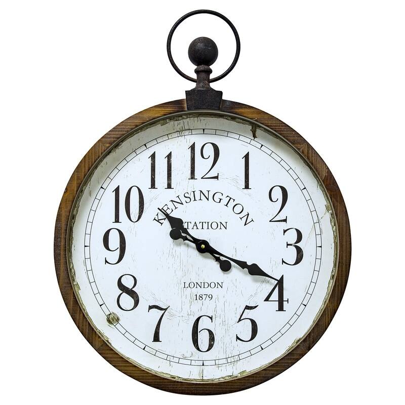 Yosemite Home Decor Kensington Station Pocket Watch Style Wall Clock - 3 x 22.6 x 29.7