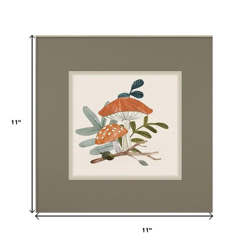 HomeRoots Set Of Two Amanita Mushroom Silver Framed Wall Art