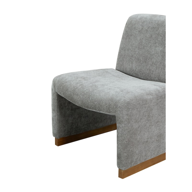 Armless Chair With Wood Legs And Soft Fabric