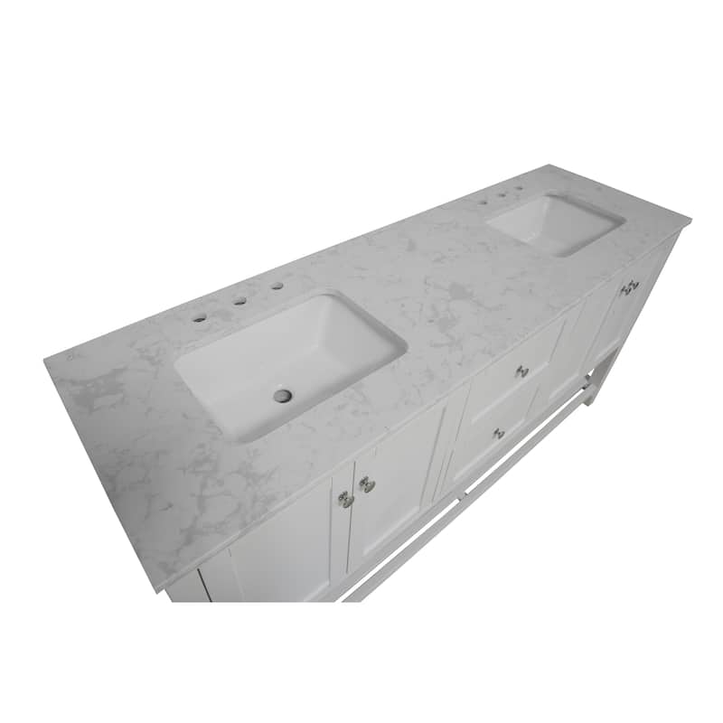 KitchenBathCollection Lakeshore 72" Double Bathroom Vanity with Engineered Carrara Top
