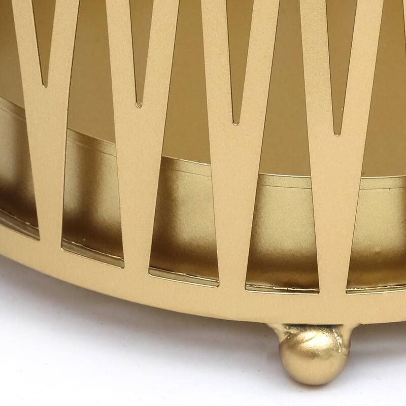 ADECO Stand Gold / Black Round RackMetal Umbrella Cane Walk Stick Drip Tray - 9. 2"x9. 2"x19"