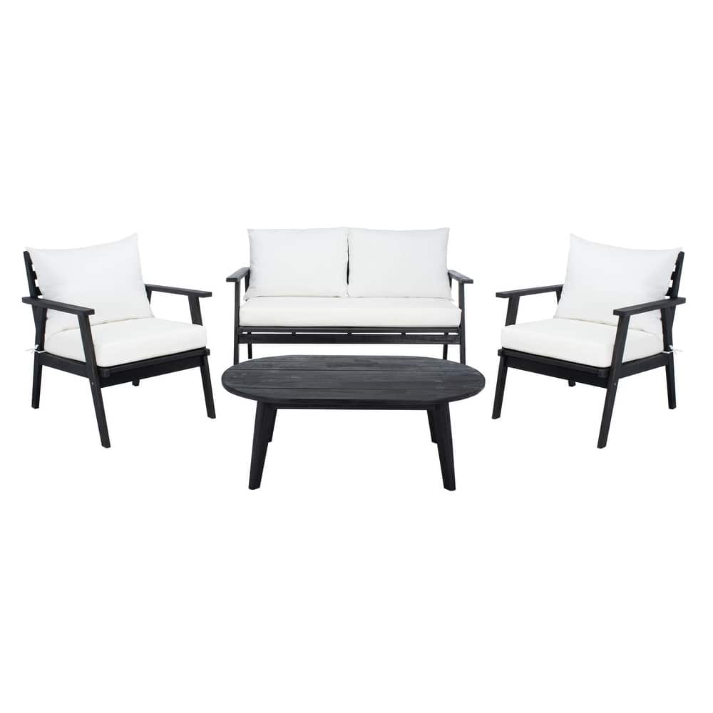SAFAVIEH Outdoor Lupe 4-Piece Conversation Patio Set - 49W x 31D x 30H