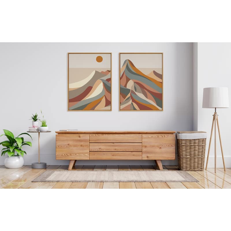 Kate and Laurel Sylvie MCM Mountains Framed Canvas Set by Rachel Lee
