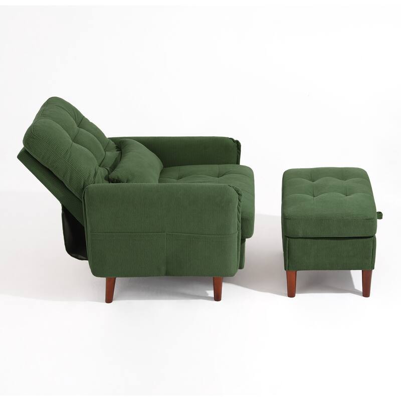 Adjustable Backrest Lounge Accent Chair Set with Storage Ottoman