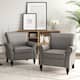 Mid-Century Modern Accent Chairs with Nailhead Trim - Faux Leather - Grey-2set