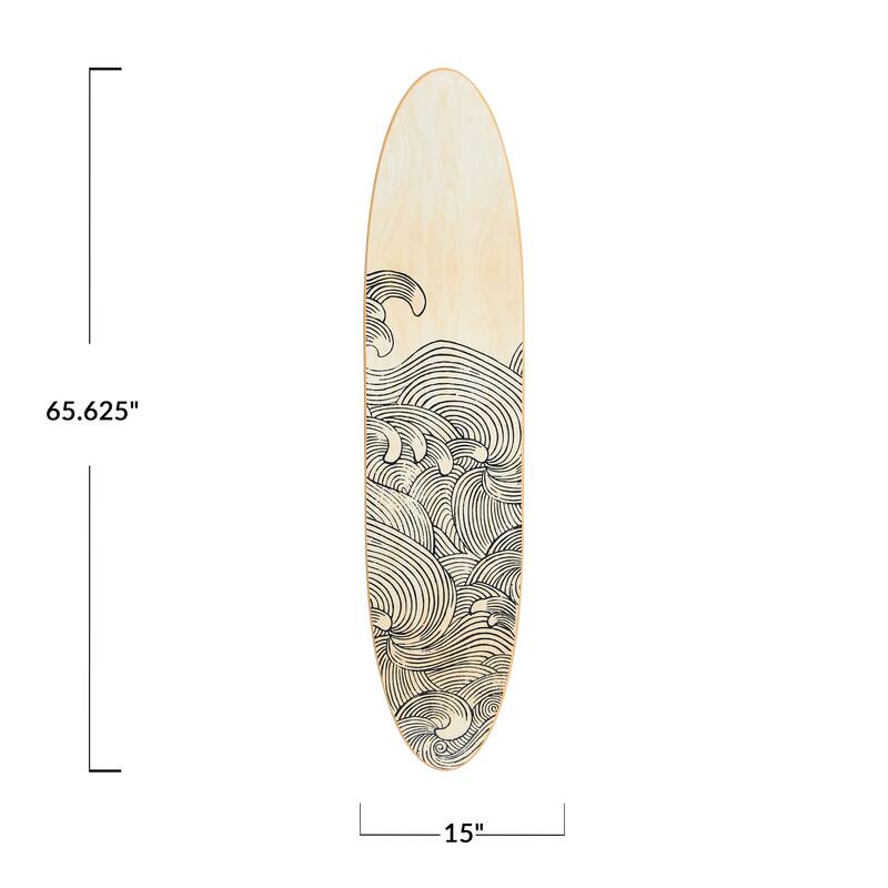 Lacquered Wood Surfboard Wall Décor (Hangs Vertical or Horizontal)