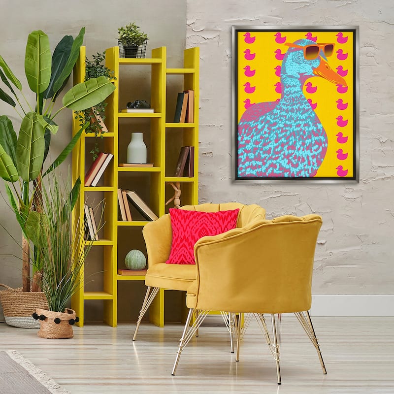 Stupell Quirky Vibrant Goose Framed Floater Canvas Wall Art Design By Marcus Prime