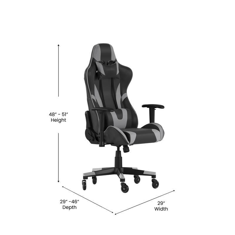 Office Gaming Chair with Roller Wheels & Reclining Back