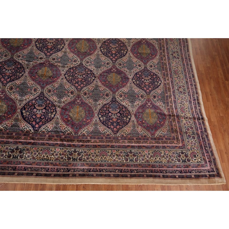 Vegetable Dye Kerman Persian Large Rug Handmade Wool Carpet - 13'3" x 17'3"