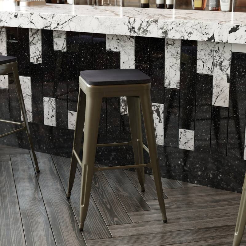All-Weather Backless Commercial Bar Stool with Poly Resin Seat