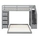 preview thumbnail 4 of 11, Twin Over Full Bunk Bed with 3-Layer Shelves, Drawers, and Storage Stairs in Gray
