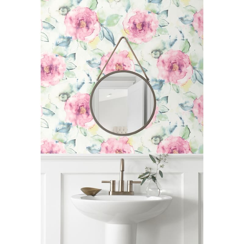Seabrook Designs Kamella Watercolor Floral Unpasted Wallpaper