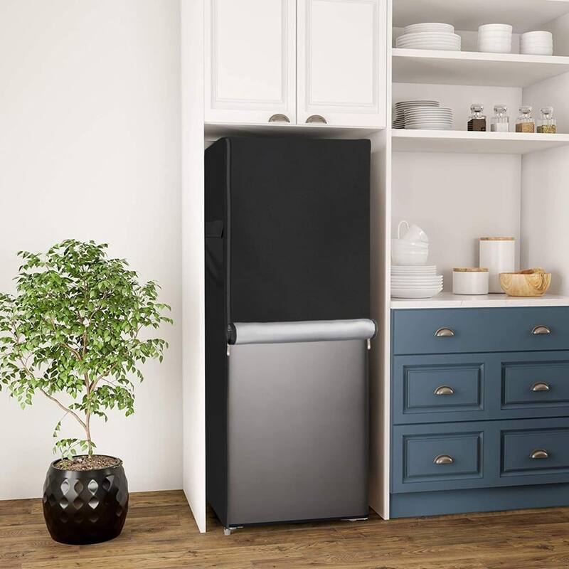 Outdoor Refrigerator Cover,Outdoor Small Upright Freezers Cover,with Air Vent and Handles,Black - 23x23x56"