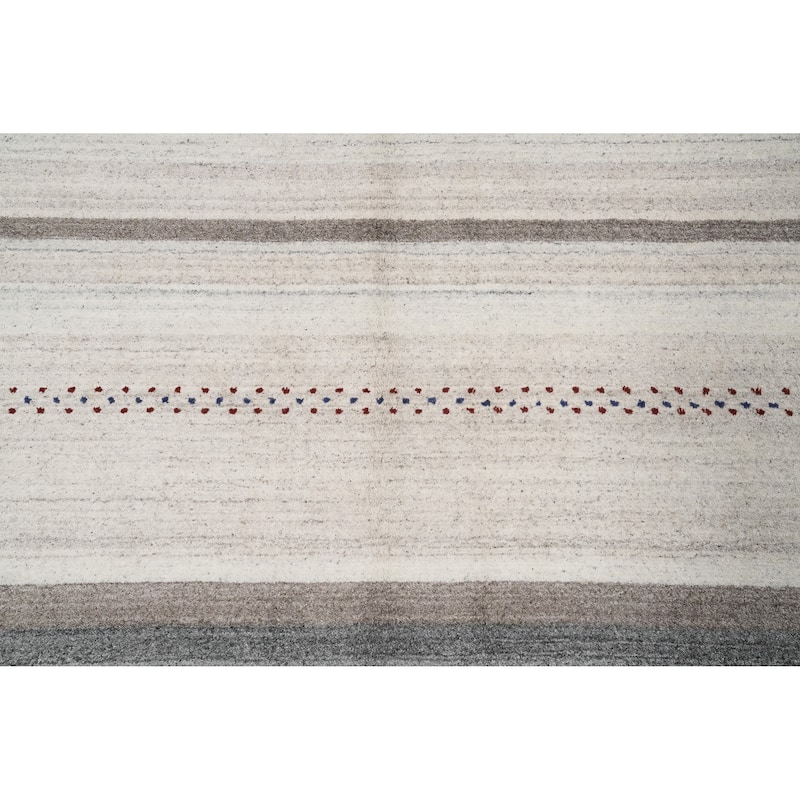 Hand Knotted Oriental 100% Wool Carpet Tribal South-western Beige & Ivories Gabbeh Area Rug - 7' 7'' X 5' 3''