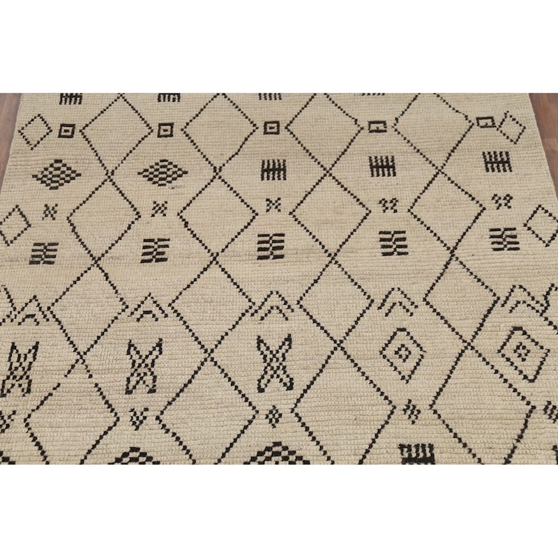 Trellis Geometric Moroccan Area Rug Handmade Wool Carpet - 5'1"x 8'7"