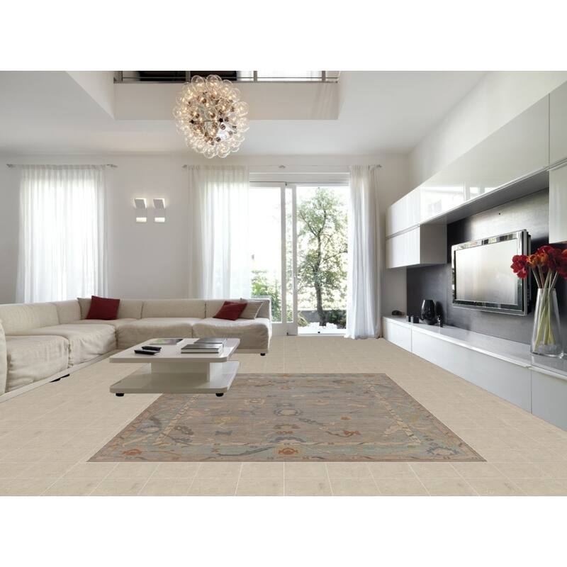 Hand Knotted Oriental 100% Wool Carpet Transitional All-Over Greys & Charcoal Oushak Area Rug - 11' 8'' X 8' 11''