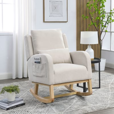 27.5 "W Modern Accent High Back Living Room Casual Armchair Rocker with One Lumbar Pillow