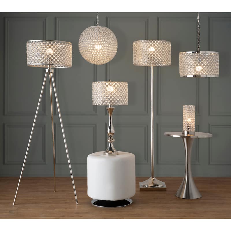 Crystal Globe 14.75" Metal Pendant Lamp