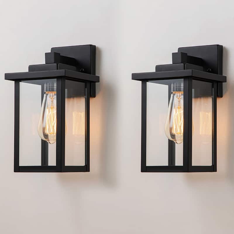 C Cattleya 2-Pack 1-Light Black Outdoor Wall Sconces Exterior Wall Light - Powder-coated Black