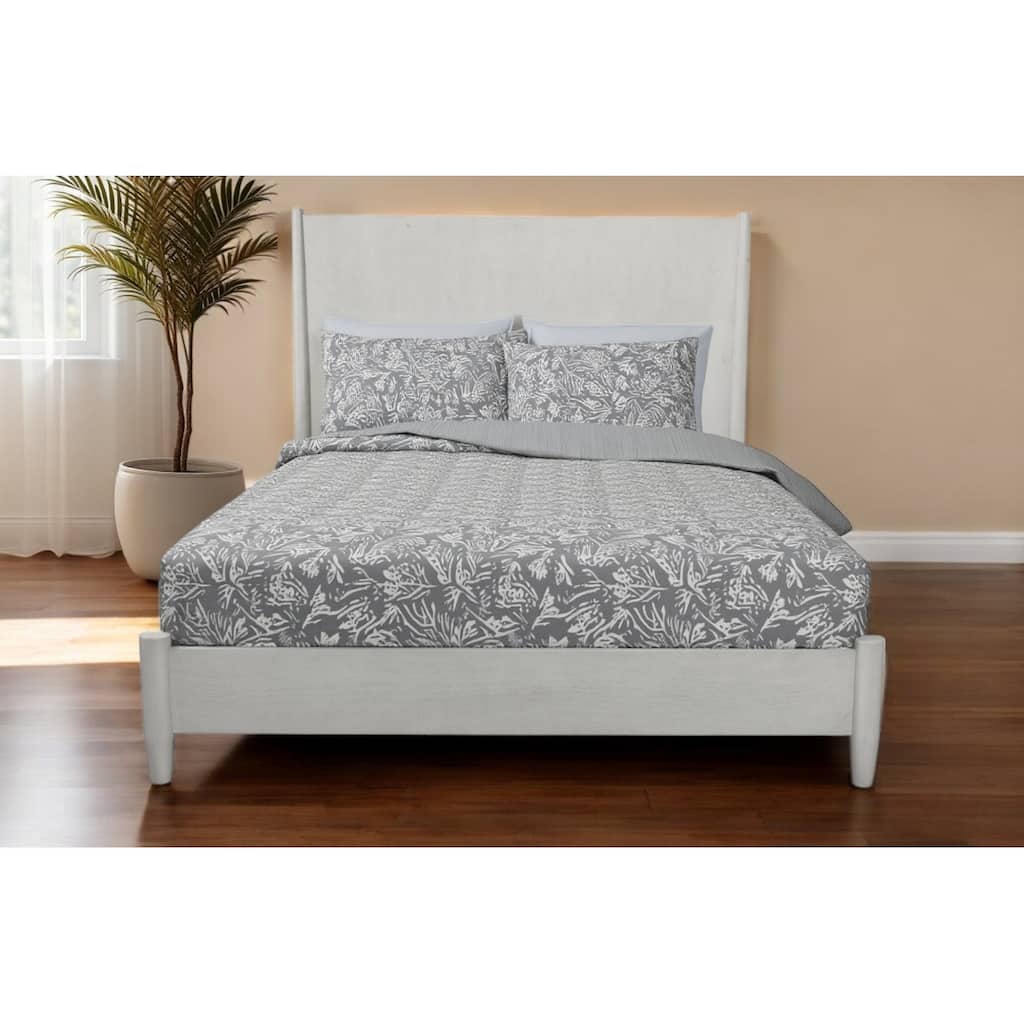 HomeRoots Gray Solid Wood King Bed Frame