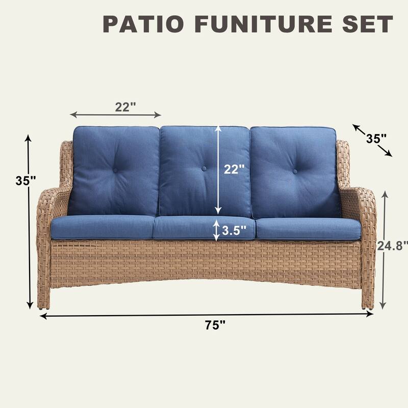 Gymojoy Outdoor Sofa Chair Ottoman Seating with Cushions Weather-resistance
